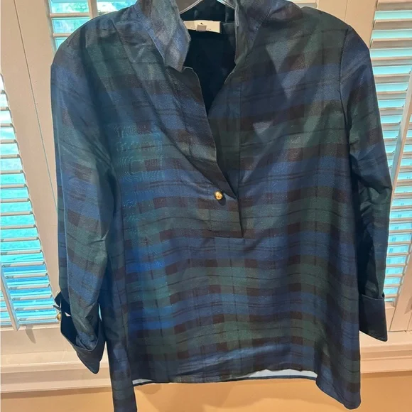 Tuckernuck Blue and Green Plaid Blouse - Picture 4 of 7